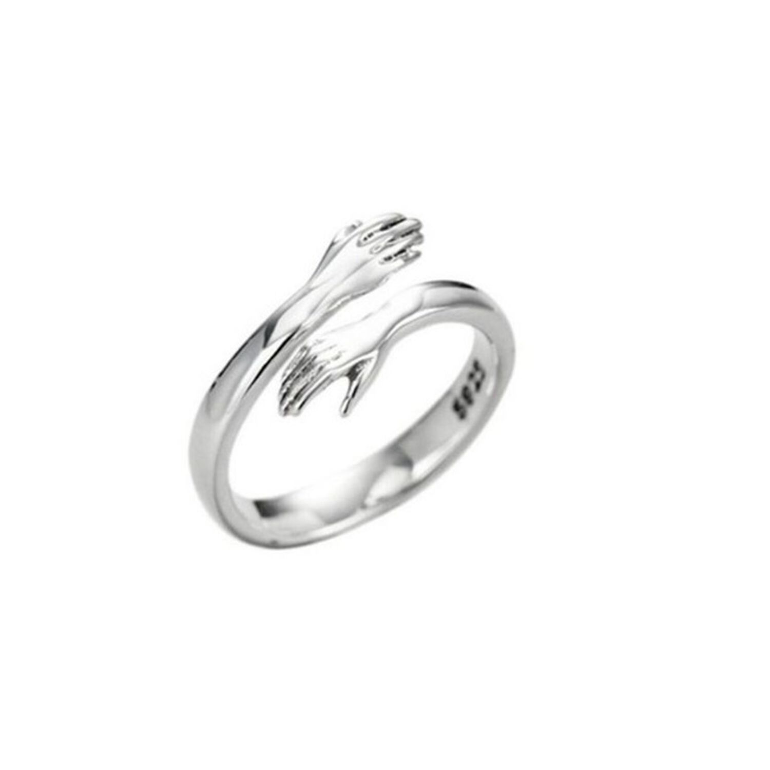 Anillo Abrazo Plata Real Sterlina 925 Abrazo Amor Joyeria Fina image number 0.0