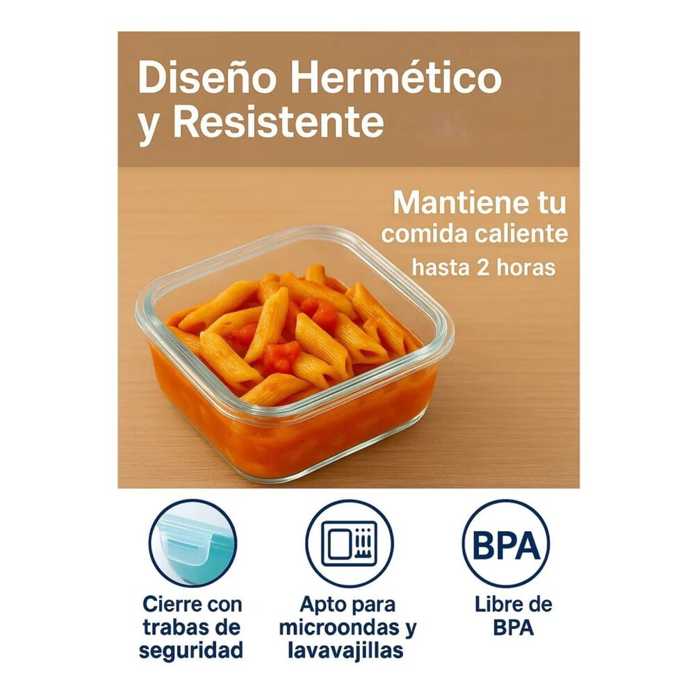 Set 10 Contenedores Hermeticos Alimentos De Vidrio Allegra image number 4.0