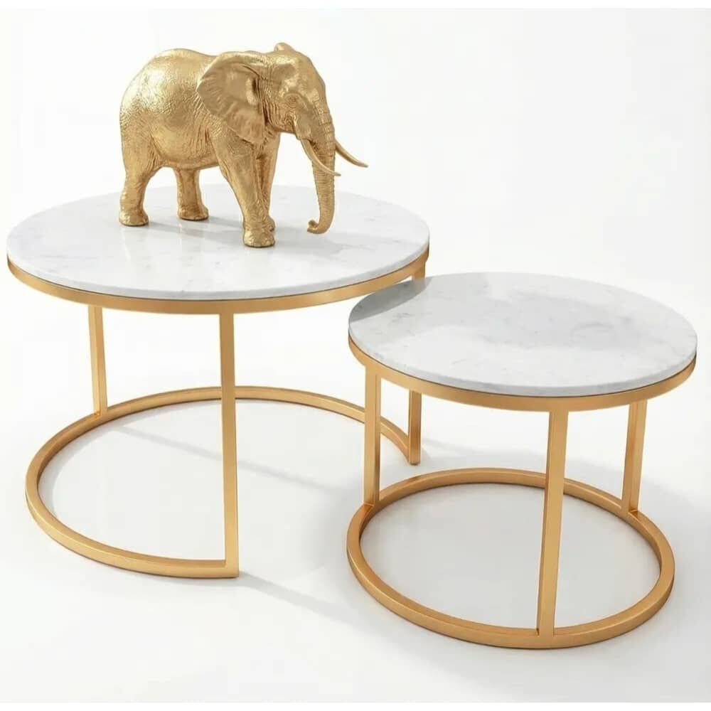 Mesa De Centro Anidada Con Cubierta De Piedra Sinterizada 80 Cm + 60 Cm image number 1.0