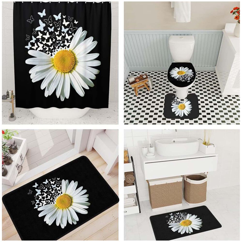 Juego De Cortina Y Alfombra Para El Ba&ntilde;o 04 Piezas Mod01 image number 1.0