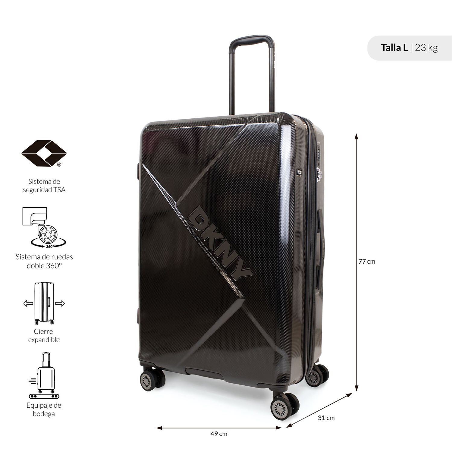 Pack 2 Maletas S 10kg + L 23kg Donna Karan Your Call Negra Dkny image number 3.0