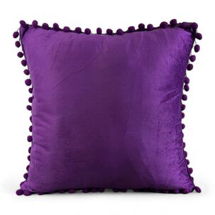 Set De 2 Fundas De Terciopelo Con Pompones Medida 45cm X 45cm Cierre Oculto Ftp-6