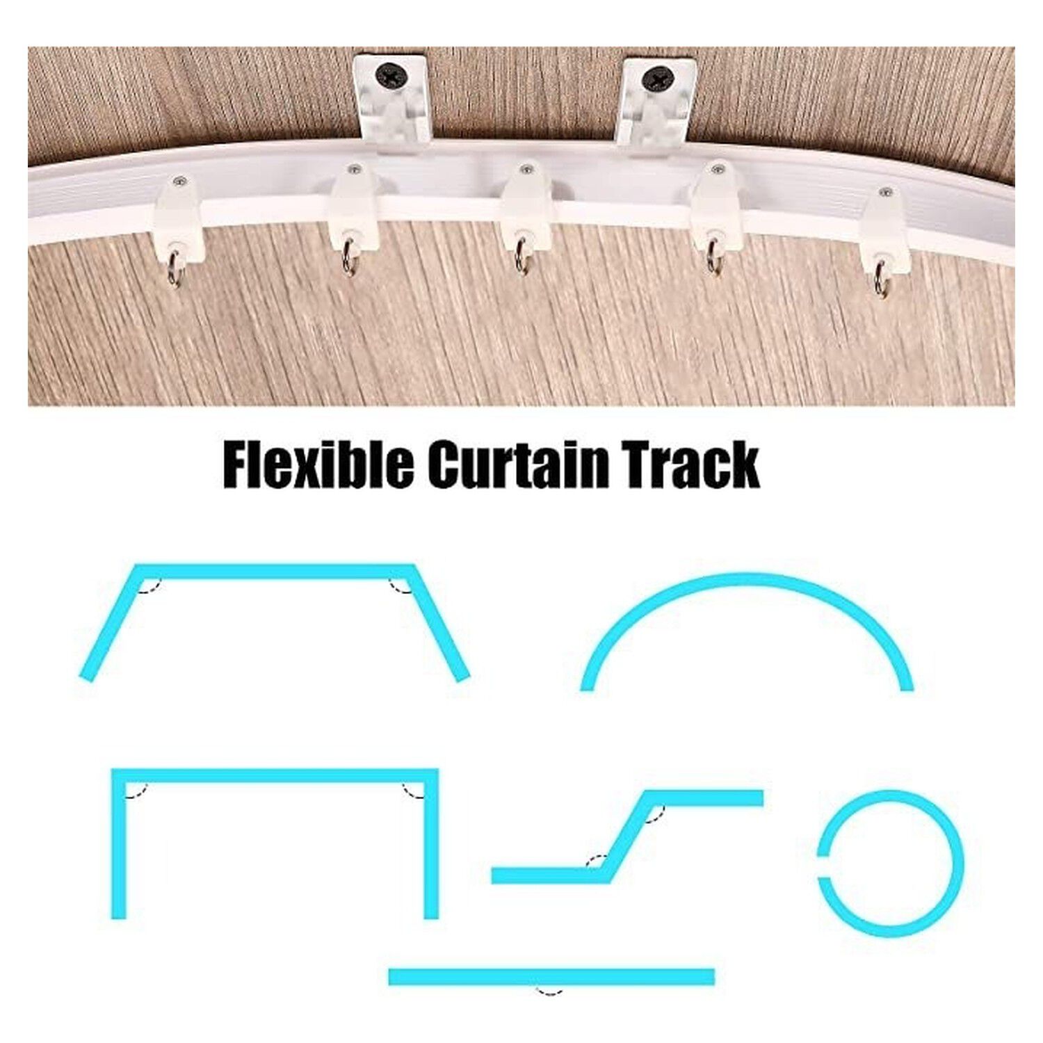 Riel Cortina Techo Flexible 3m 18 Poleas Soporte Pvc image number 2.0