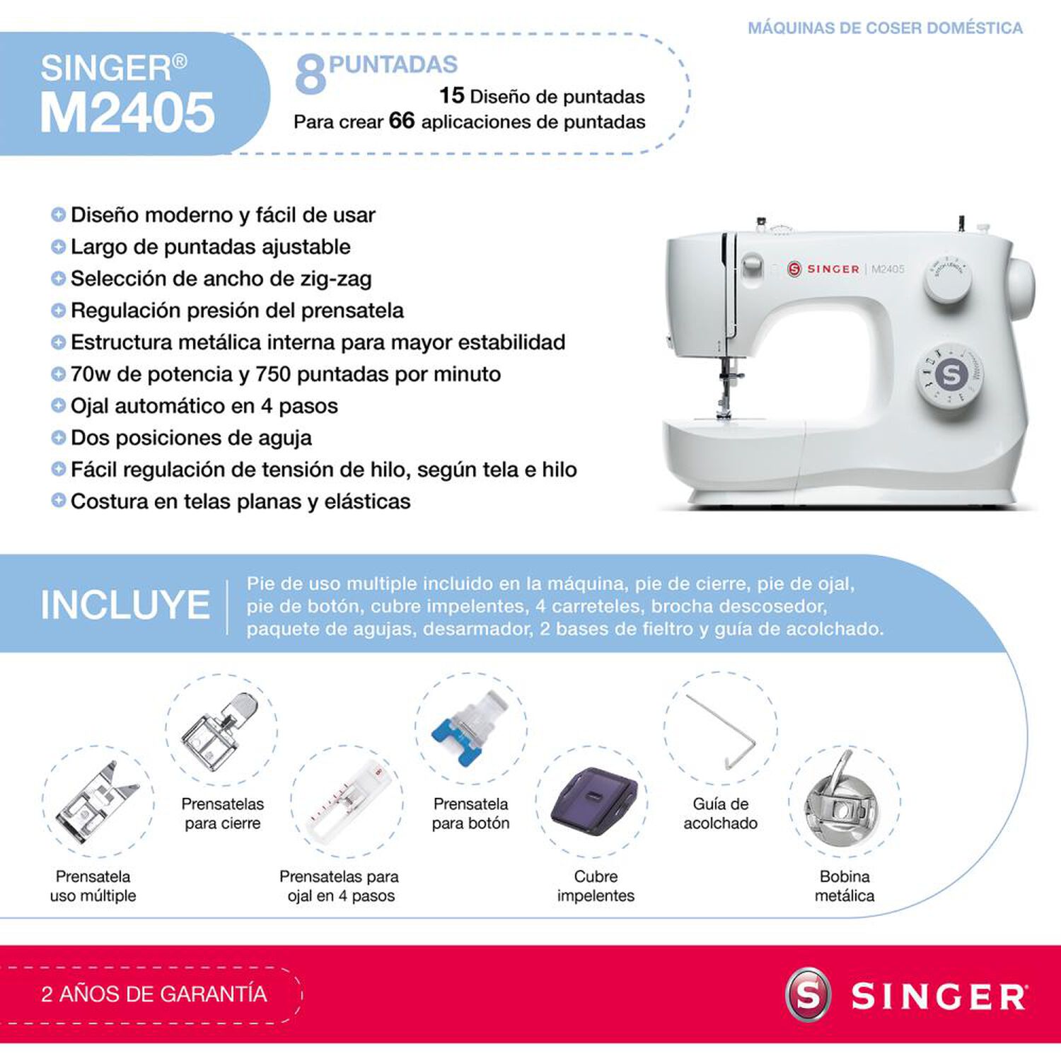 M&aacute;quina de Coser Singer M2405 image number 3.0