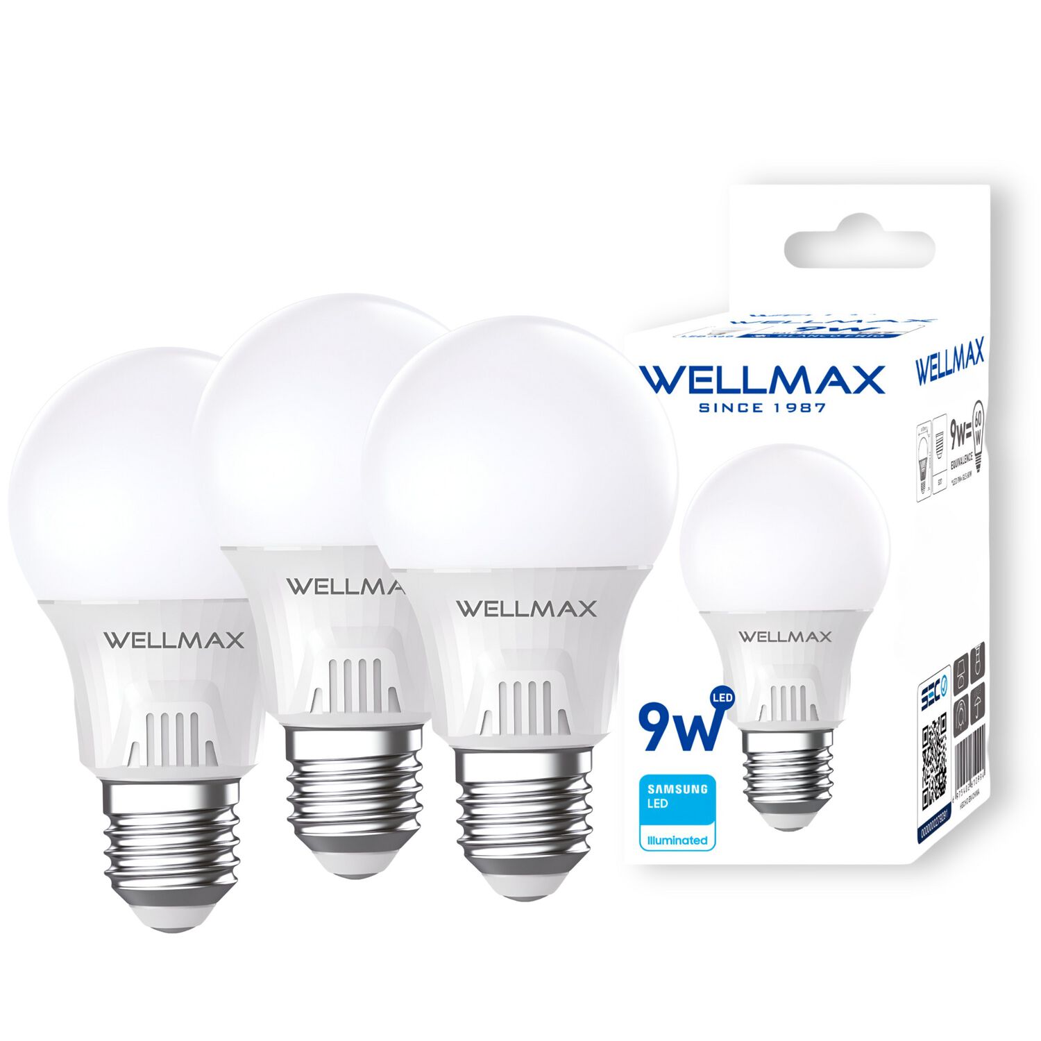 Pack De 3 Ampolletas Wellmax E-27 9w Luz Fria Led Samsung image number 0.0