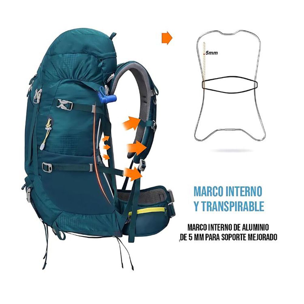 Mochila De Senderismo 65l Montañismo Impermeable Y Liviana image number 2.0