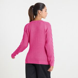 Sweater Trenzado Manga Larga Cuello Redondo Mujer Freedom