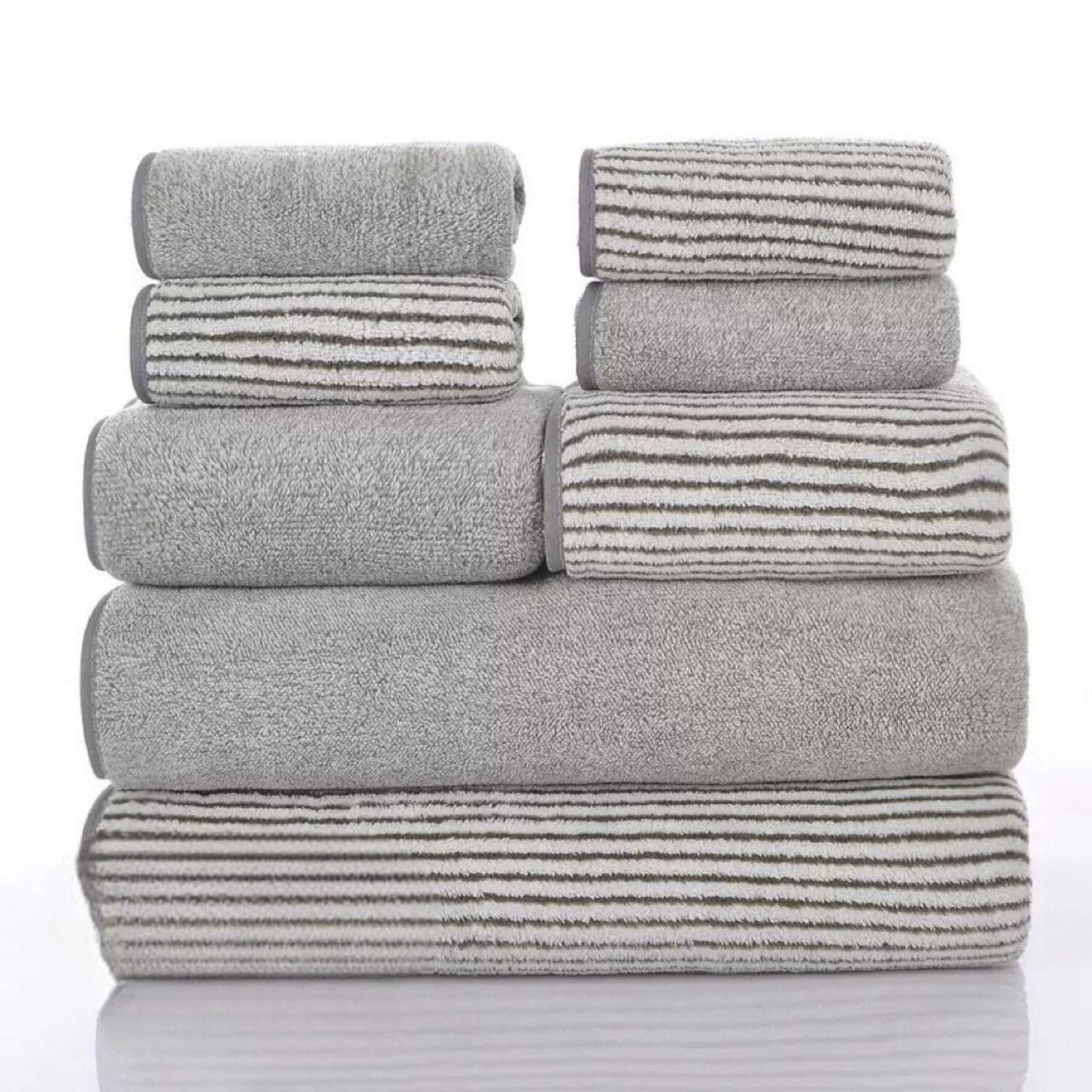 Set De 8 Toallas Rayadas Ultra Absorbentes Estilo Spa Arena image number 0.0