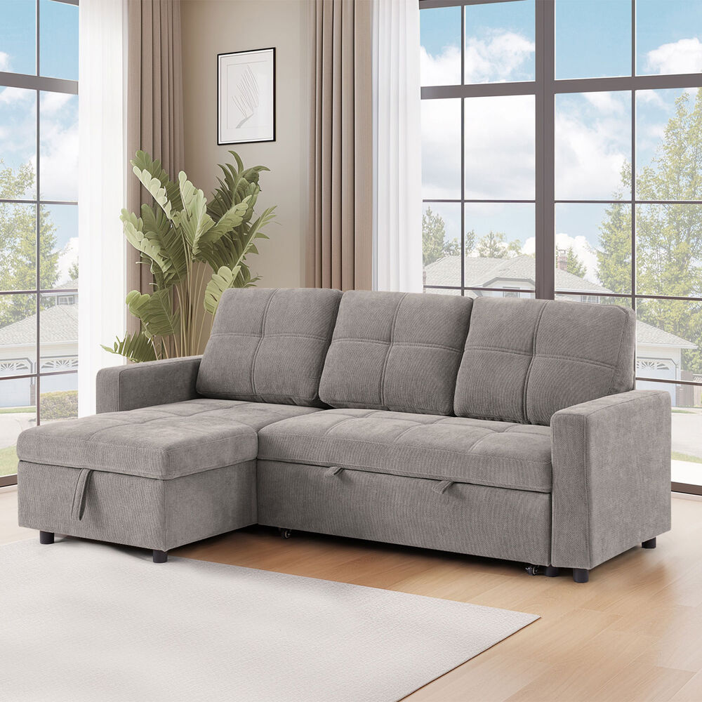 Sof&aacute; Cama 3 Cuerpos Gris 216x106x91cm Almacenaje image number 1.0