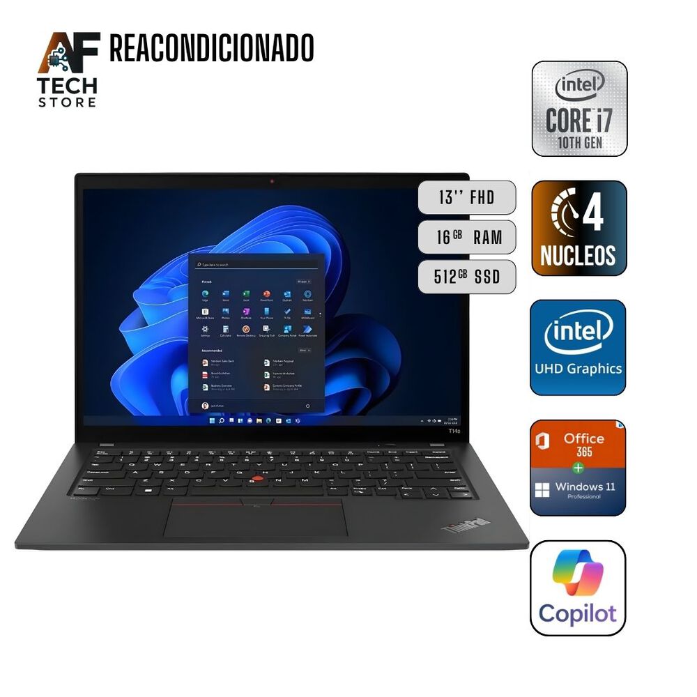 Notebook Lenovo T14 I7 10th 16gb 512gb - Win11+office - Reacondicionado Profesional image number 0.0