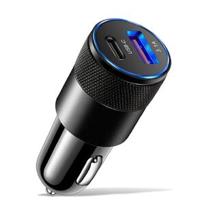 Cargador De Celular Auto Tipo C Carga Rapida Metal 3.1 Amp Y Usb 60w