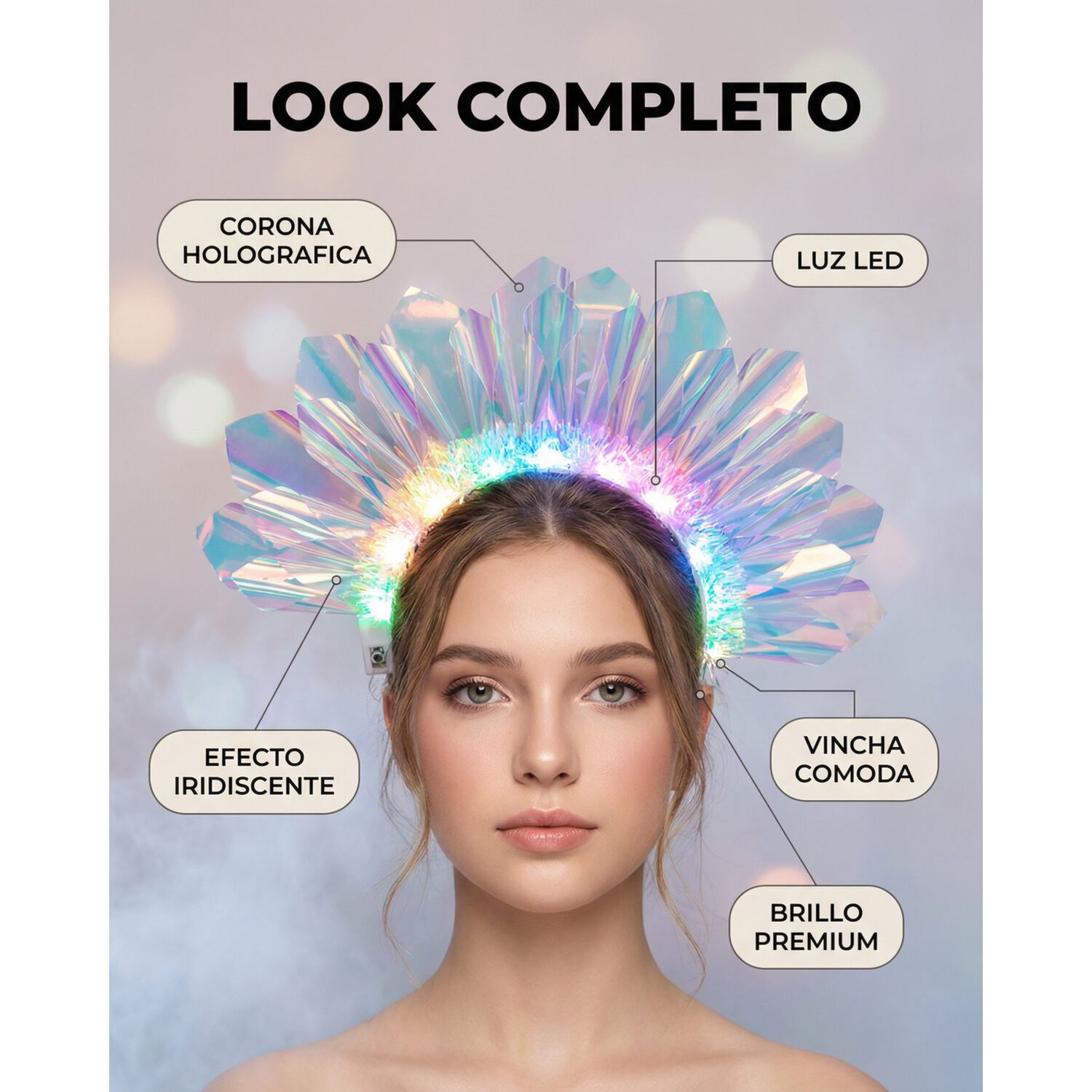 Diadema Corona Led Tipo Cristal Para Halloween Y Cosplay image number 9.0