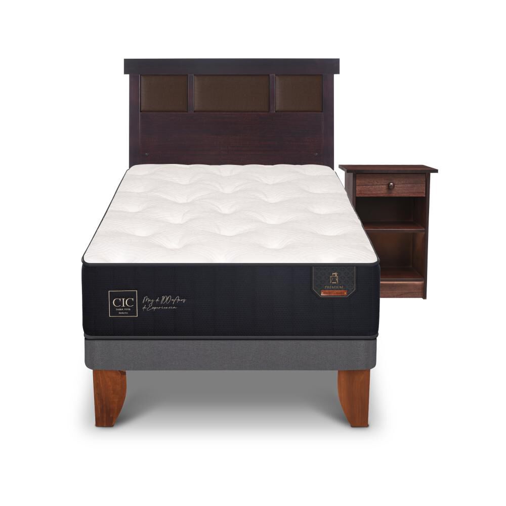 Cama Europea Cic Premium / 1.5 Plazas / Base Normal + Set De Maderas image number 0.0