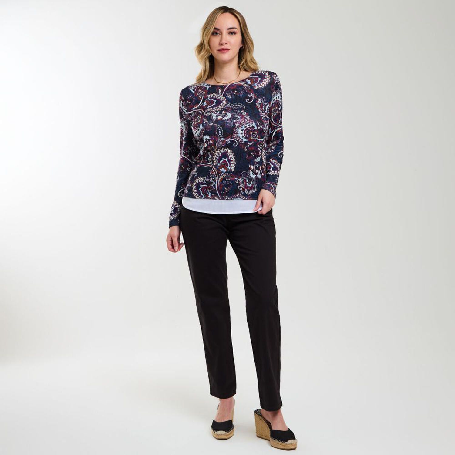 Sweater Full Print Manga Larga Cuello Redondo Mujer Geeps image number 1.0