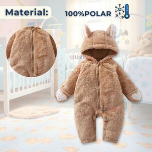 Enterito Osito Polar Con Capucha Marron Beb&eacute;