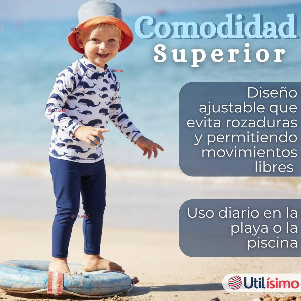 Traje De Ba&ntilde;o Manga Larga Pantal&oacute;n Largo 2 Piezas Corte Split Ni&ntilde;o 3 A 9 A&ntilde;os White Whale image number 5.0