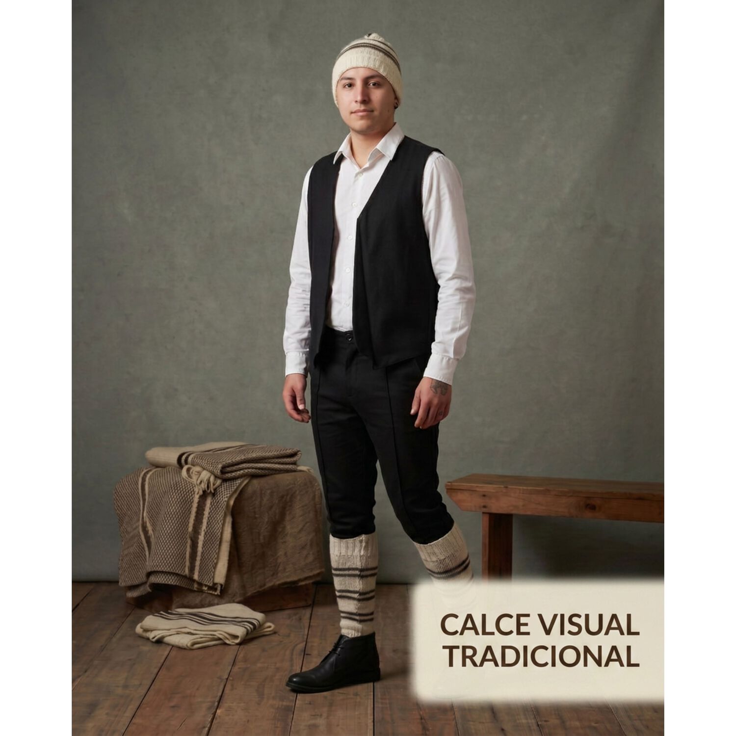 Set Chilote Adulto Gorro Mas Polaina Fiesta Patrias image number 6.0