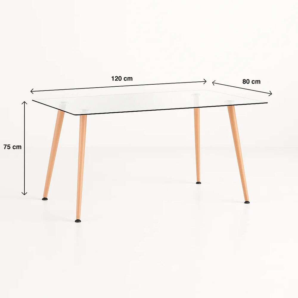 Mesa De Comedor Vidrio Rectangular 120x80 image number 7.0