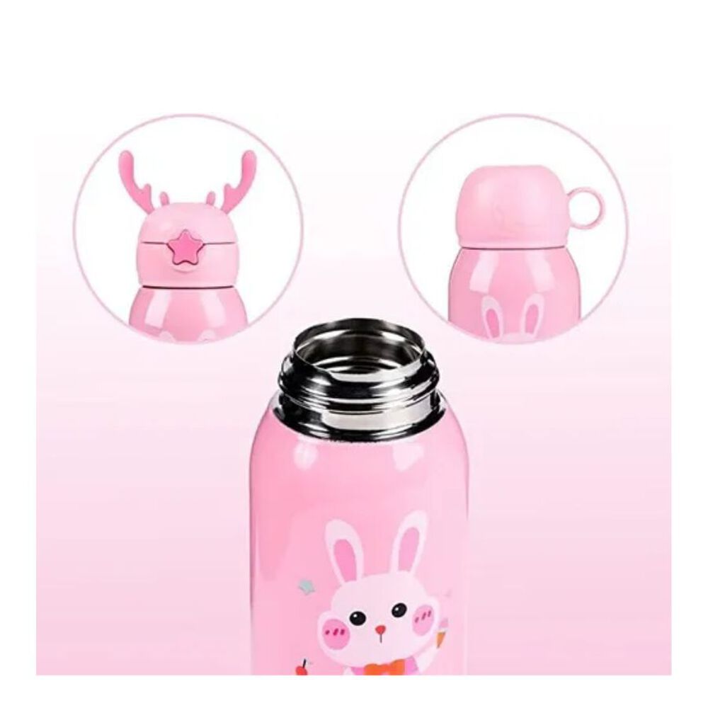 Botella De Agua Térmica Portatil 500ml Conejito Rosa Infantil image number 2.0
