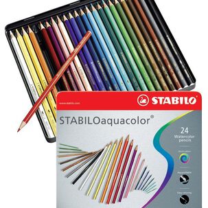 Set Lapices 24 Colores Acuarelables Stabilo Caja Met&aacute;lica