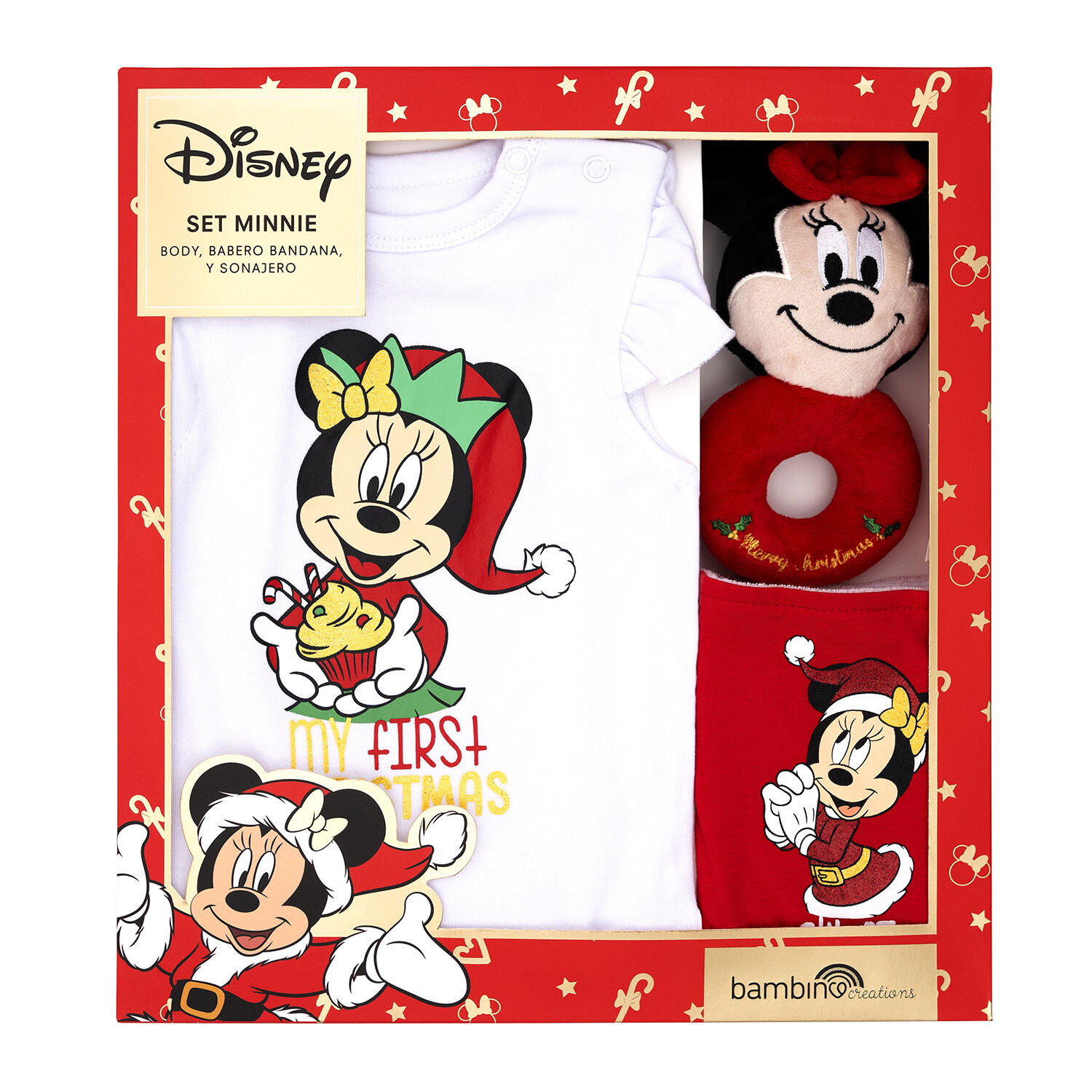 Set 3 Piezas Navidad Disney Rojo Ni&ntilde;a Minnie 3 - 6 Meses image number 0.0