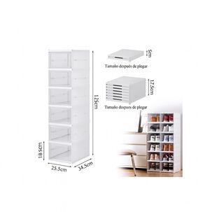 Zapatera Plegable Cajas Organizadoras 6 Niveles Transparente