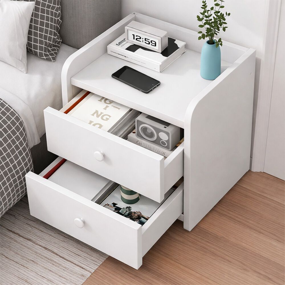 Velador Mesa De Noche Moderna Con 2 Cajones image number 4.0