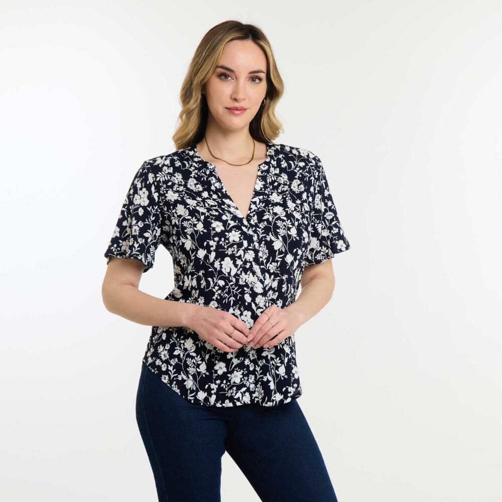 Blusa Full Print Manga Corta Cuello V Mujer Geeps image number 2.0