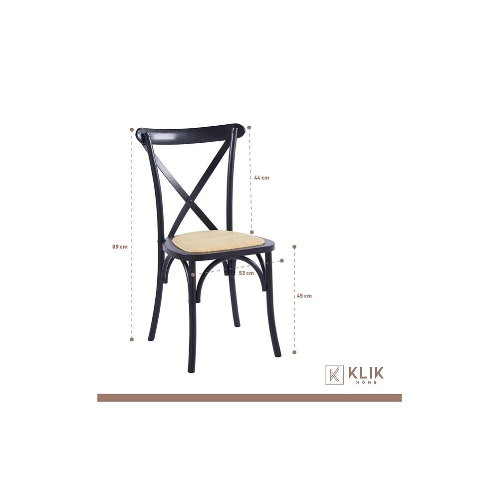 Comedor Mesa De Vidrio N&oacute;rdica 140x90cm + 6 Sillas Crossback Madera Negras image number 5.0