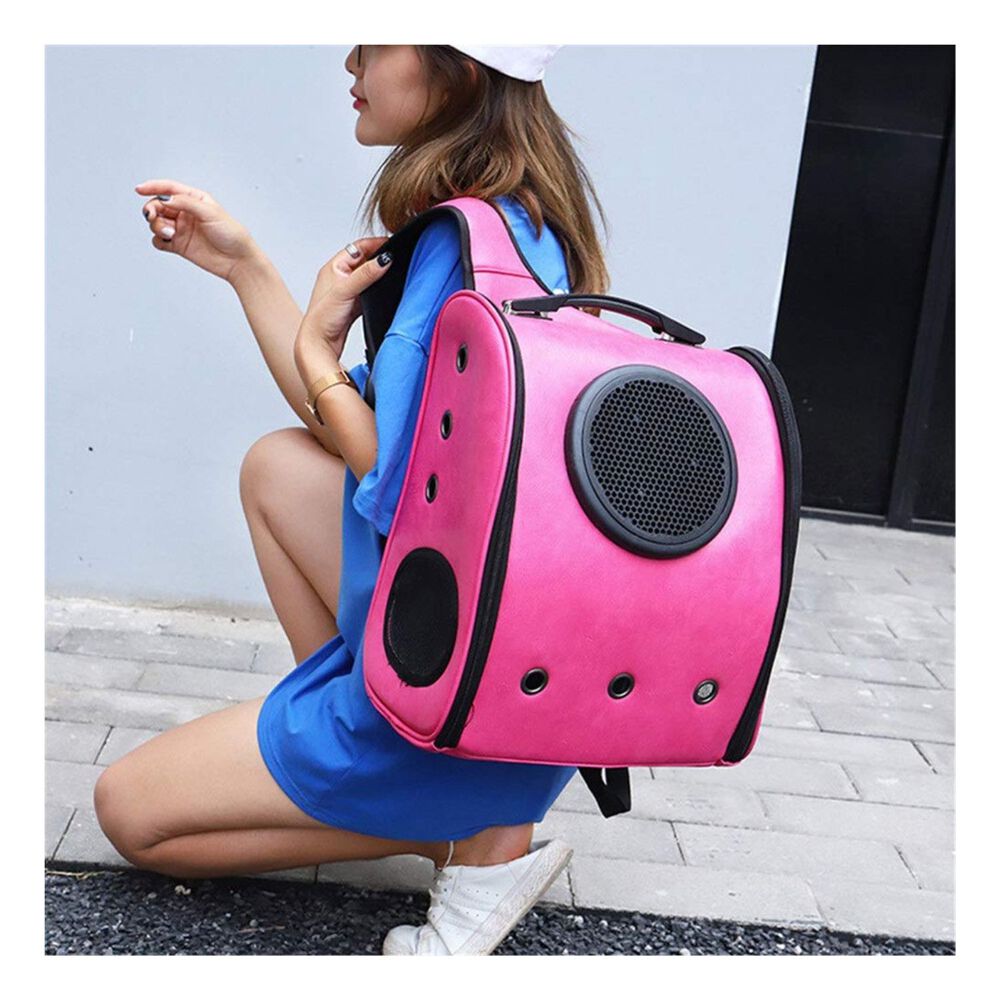 Bolso De Transporte Ventilado Para Mascotas Con Ventana Fucsia image number 1.0