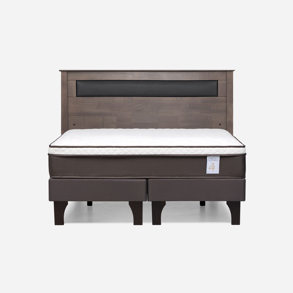 Cama Europea Rosen New Style 4 Plus / 2 Plazas / Base Dividida  + Respaldo Ferrara Gris image number 0.0