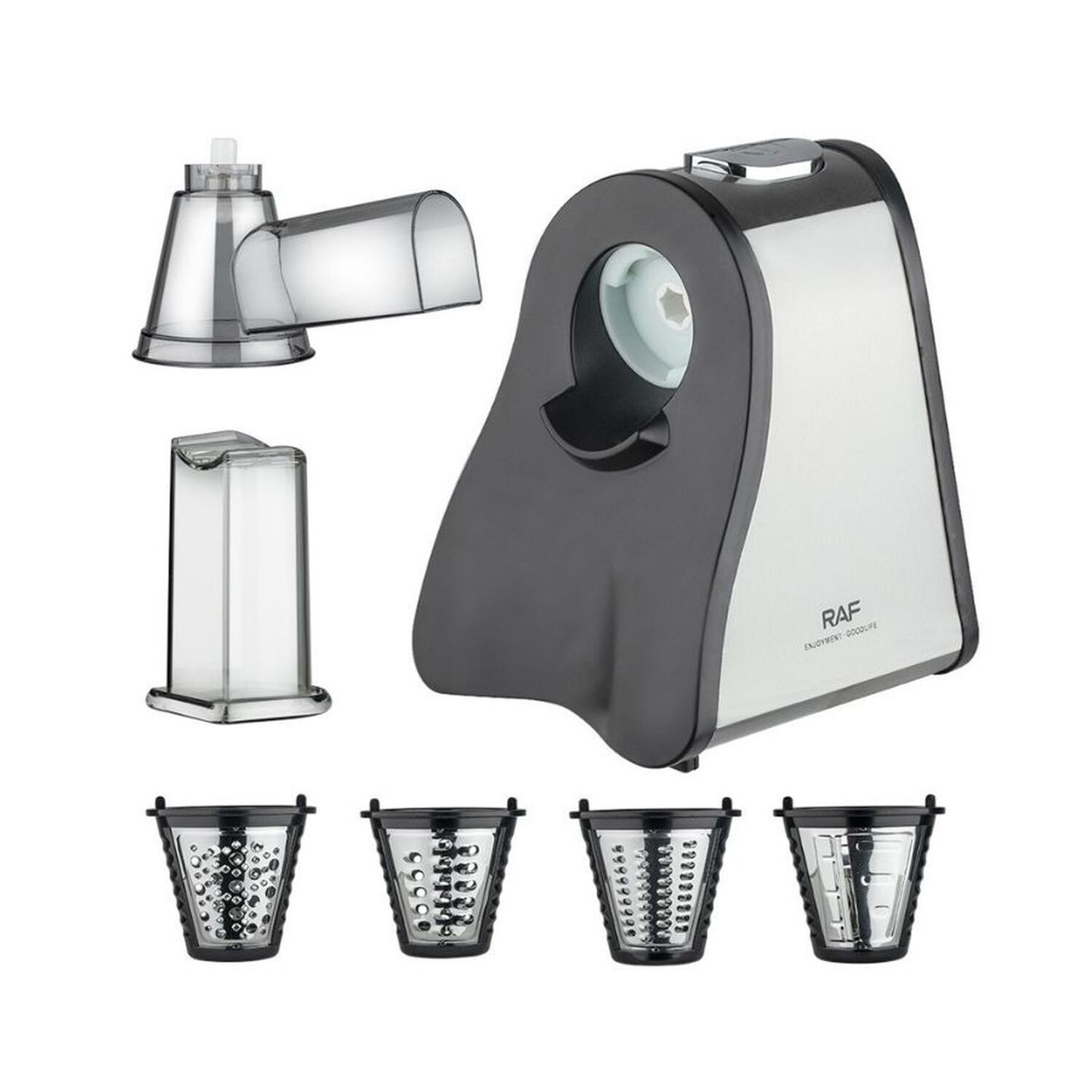 Rallador El&eacute;ctrico Cortador De Verduras 4 En 1 Con Recipiente Negro image number 3.0