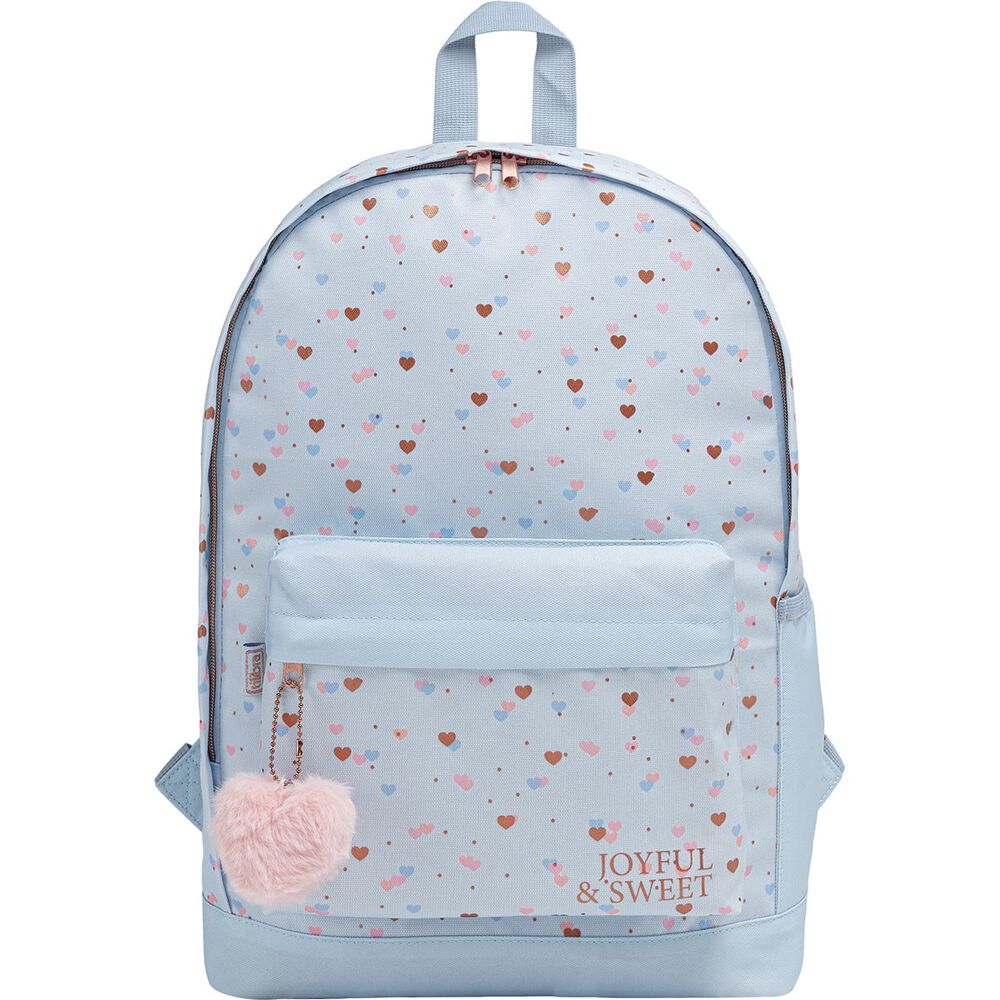 Tilibra Mochila Con Pompónde Corazón Joyful Y Sweet Azul 29x43x12cm image number 0.0