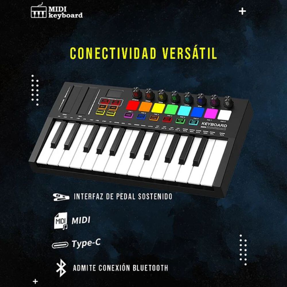 Teclado Midi 25 Teclas Controlador Musical Piano Usb image number 7.0
