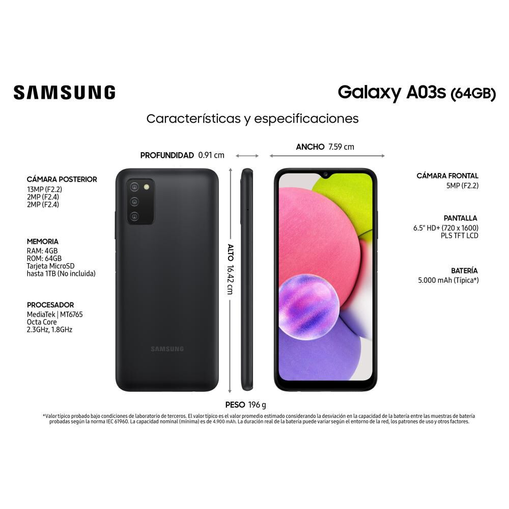 Smartphone Samsung Galaxy A03S Negro / 64 Gb / Liberado image number 2.0
