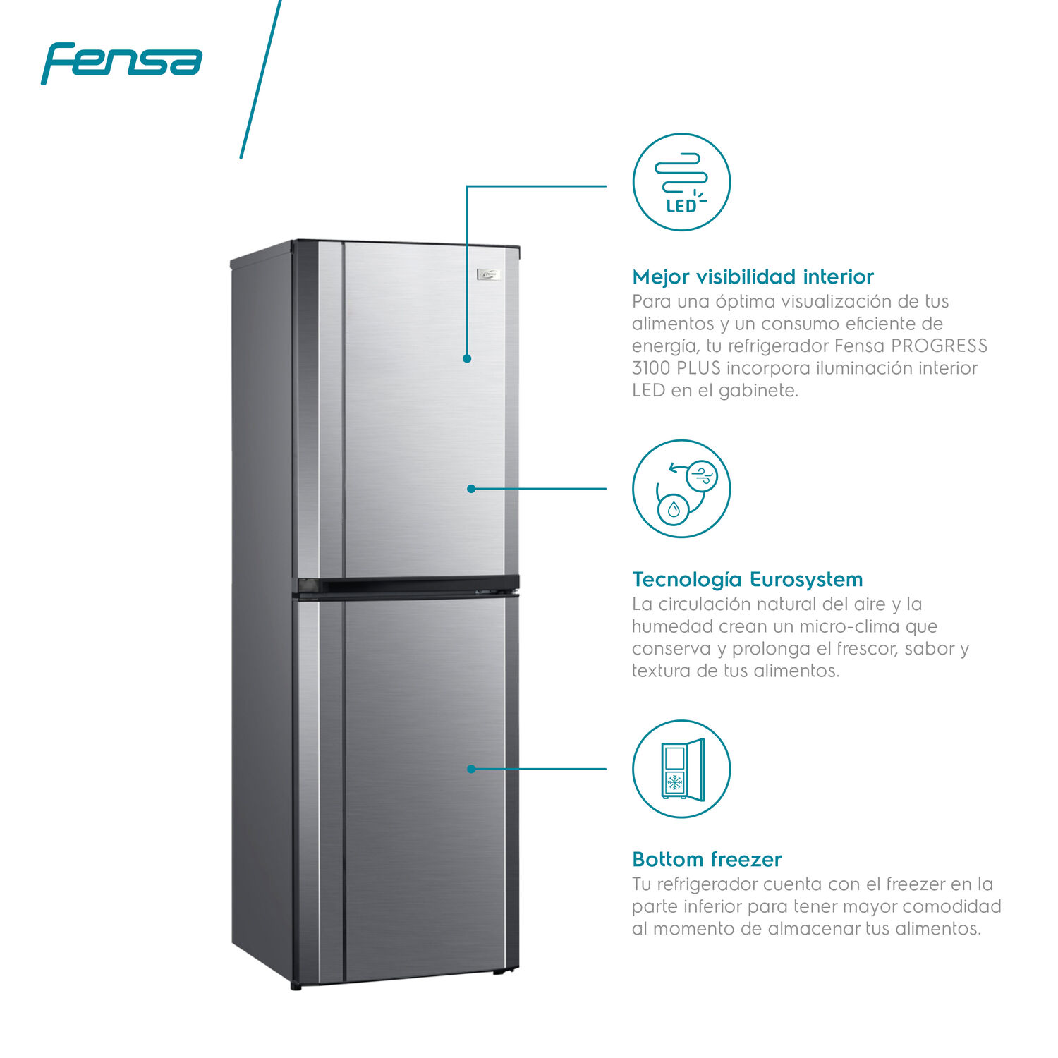 Refrigerador Bottom Freezer Fensa Progress 3100 Plus / Fr&iacute;o Directo / 244 Litros / A image number 6.0
