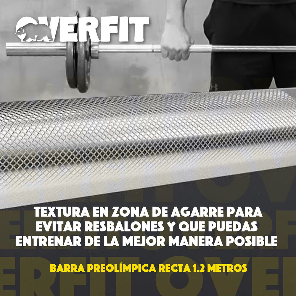Barra Preolimpica Recta 4.6 Kg Overfit 120cm Cromada Fitness image number 5.0