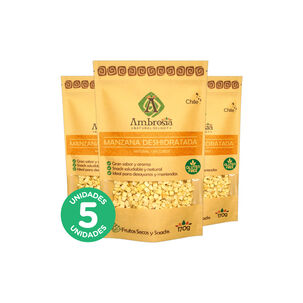 Pack 5, Snack Vegano Manzana Deshidratada 170gr.