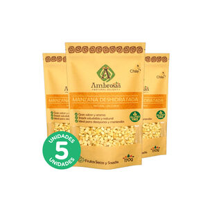 Pack 5, Snack Vegano Manzana Deshidratada 170gr.
