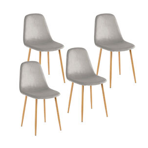 Pack De 4 Sillas Spoon Terciopelo - Gris