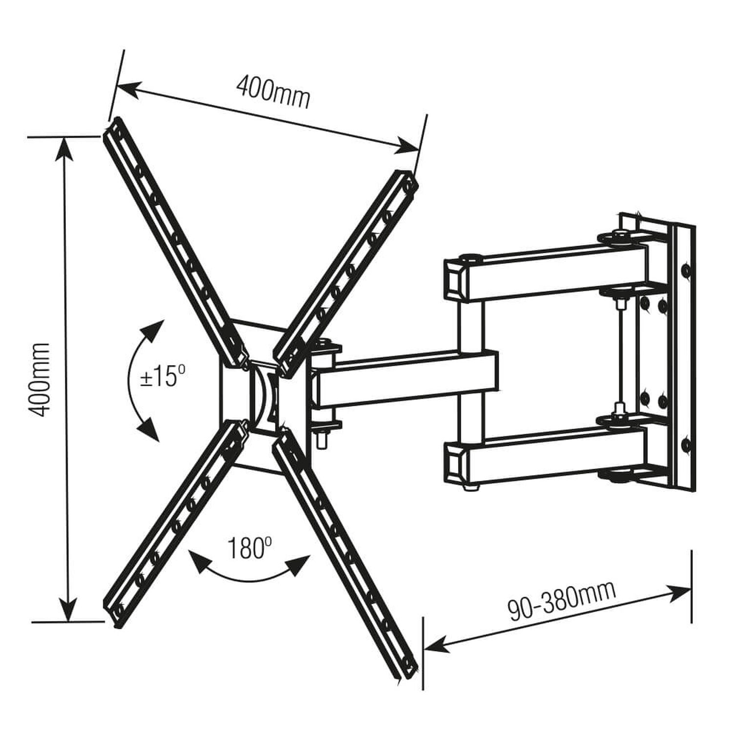 Soporte De Tv Para Cocina Con Brazo De 33cm Inclinable 10" A 55" Sbrp140b Brasforma image number 4.0