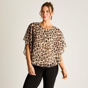 Blusa Tipo Poncho Peto Interior Manga Corta Cuello Redondo Mujer Lorenzo Di Pontti