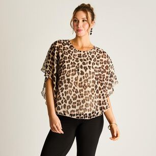 Blusa Tipo Poncho Peto Interior Manga Corta Cuello Redondo Mujer Lorenzo Di Pontti