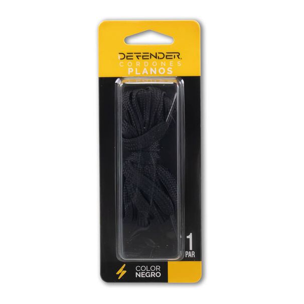 Cordones Defender Plano Negro Medium