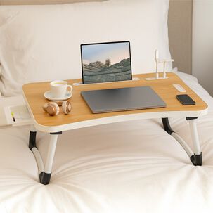 Escritorio Port&aacute;til Madera Usb Y Posavaso Plegable