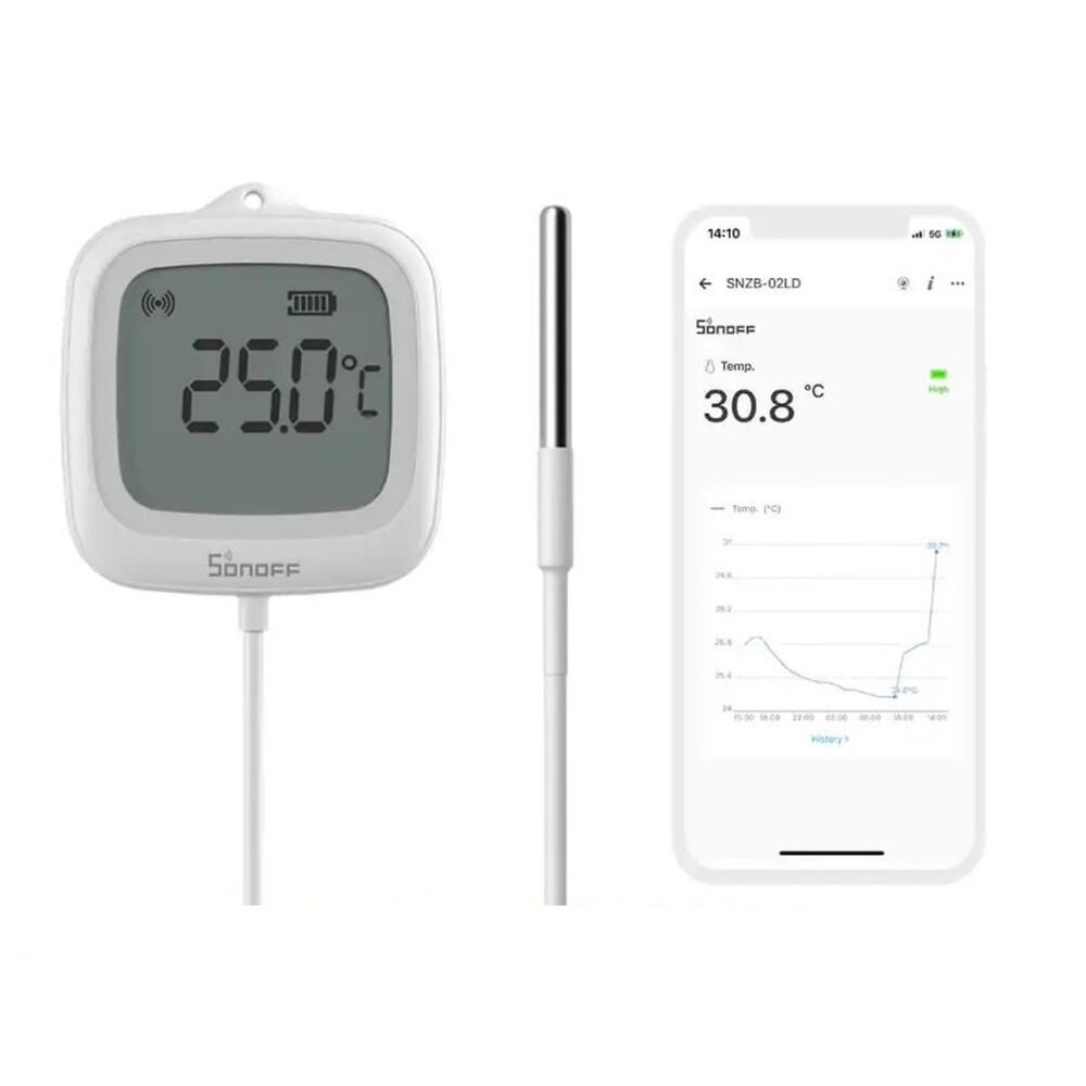 Sensor De Temperatura Con Sonda Y Lcd Sonoff Snzb-02ld Ip65 image number 2.0
