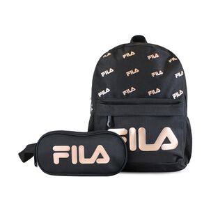 Pack Fila Mochila 10lts Urbanix + Estuche Neceser Spark Negro-rose Gold