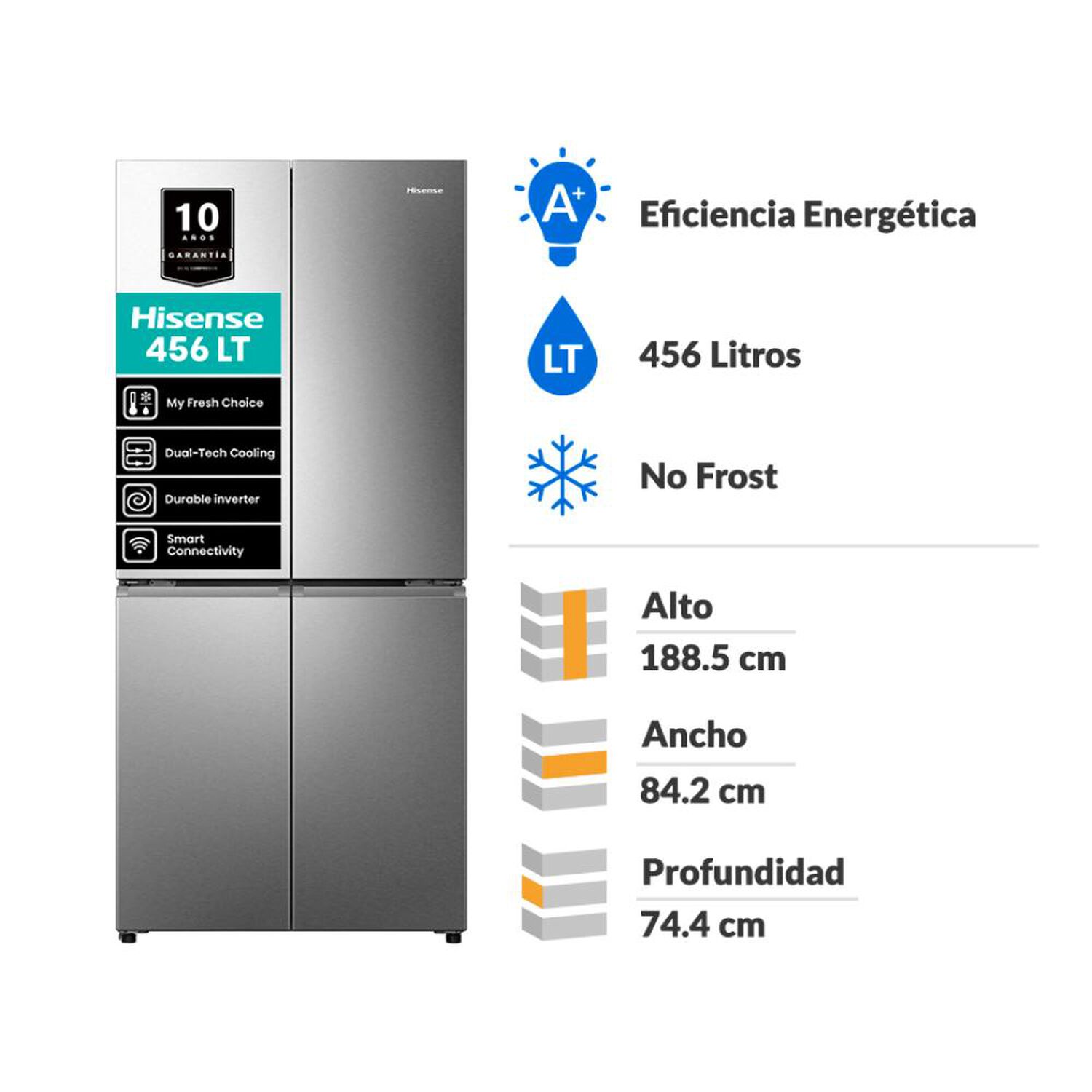 Refrigerador Side By Side Hisense RQ5P470NECF / No Frost / 456 Litros / A+ image number 1.0
