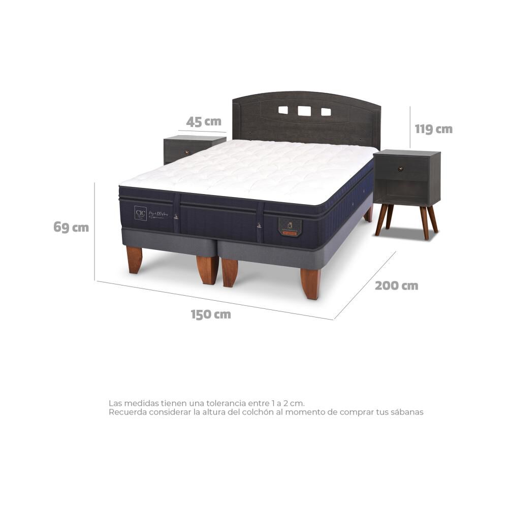 Cama Europea Cic Super Premium / 2 Plazas / Base Dividida + Set De Maderas image number 3.0