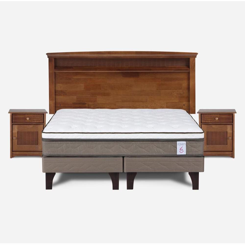 Cama Europea Rosen New Style 6 / 2 Plazas / Base Dividida + Set Maderas image number 0.0